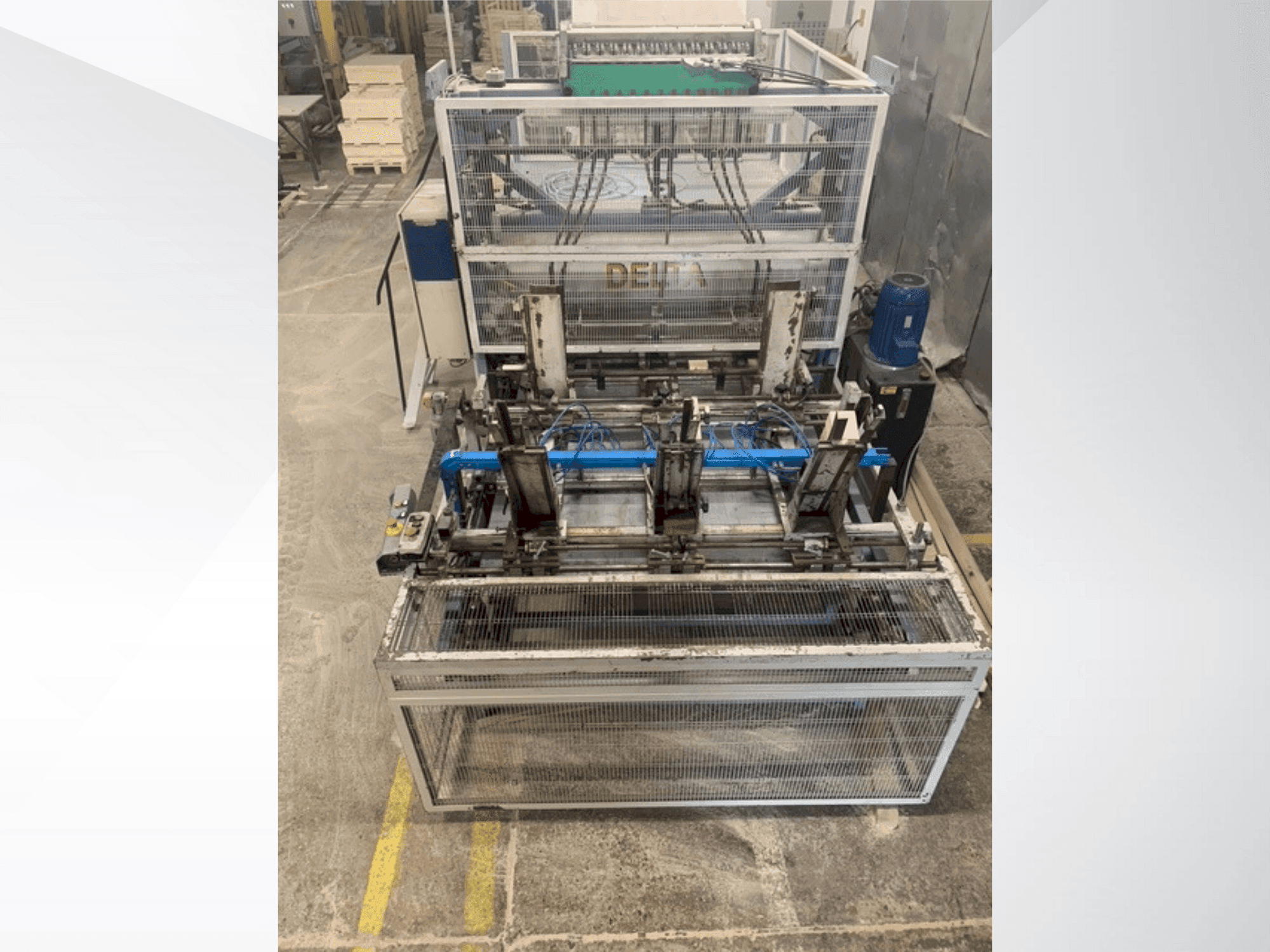 Front view of DELTA pallet nailing machine line  machine