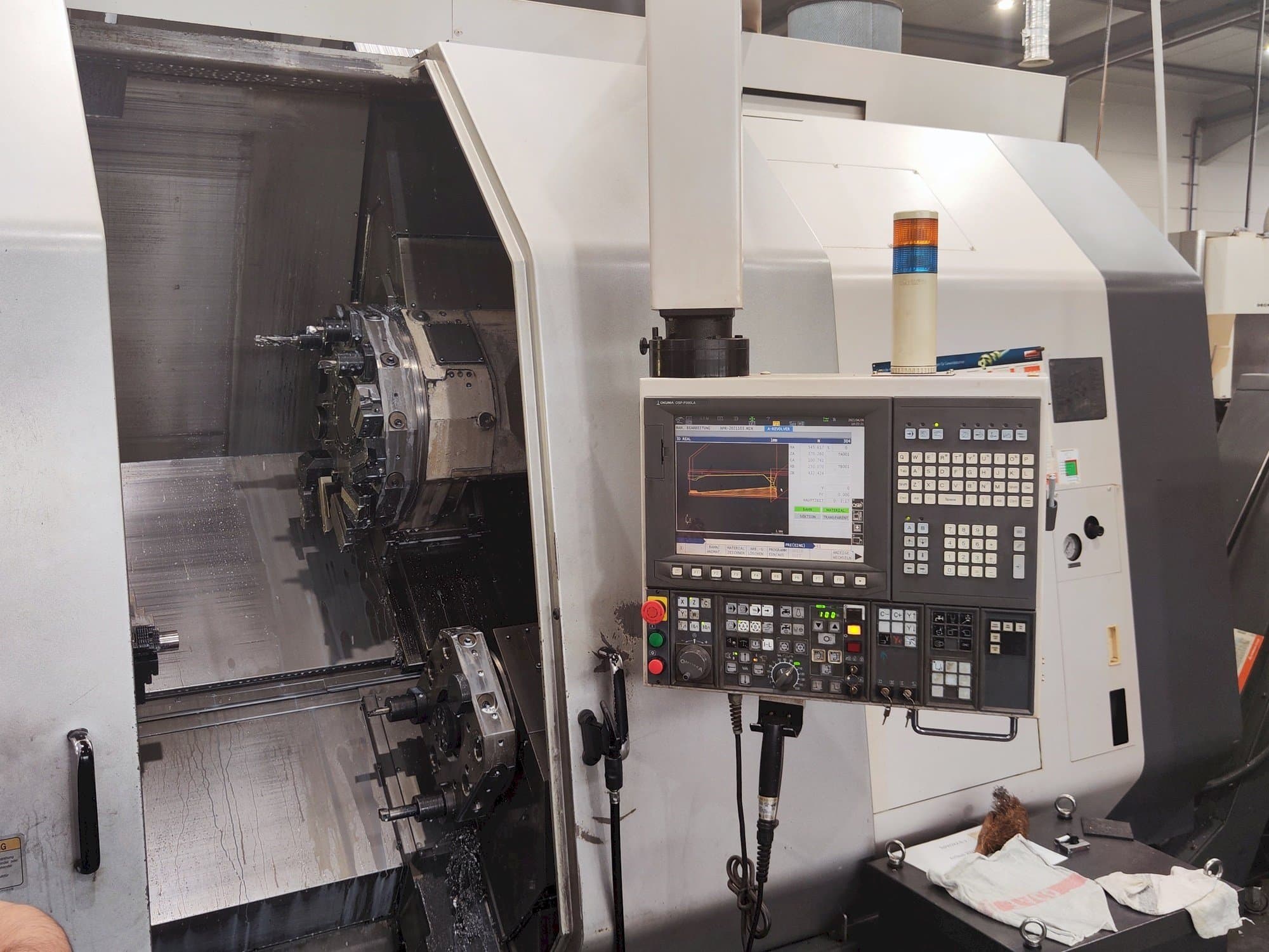 Front view of Okuma LU 300 MY  machine