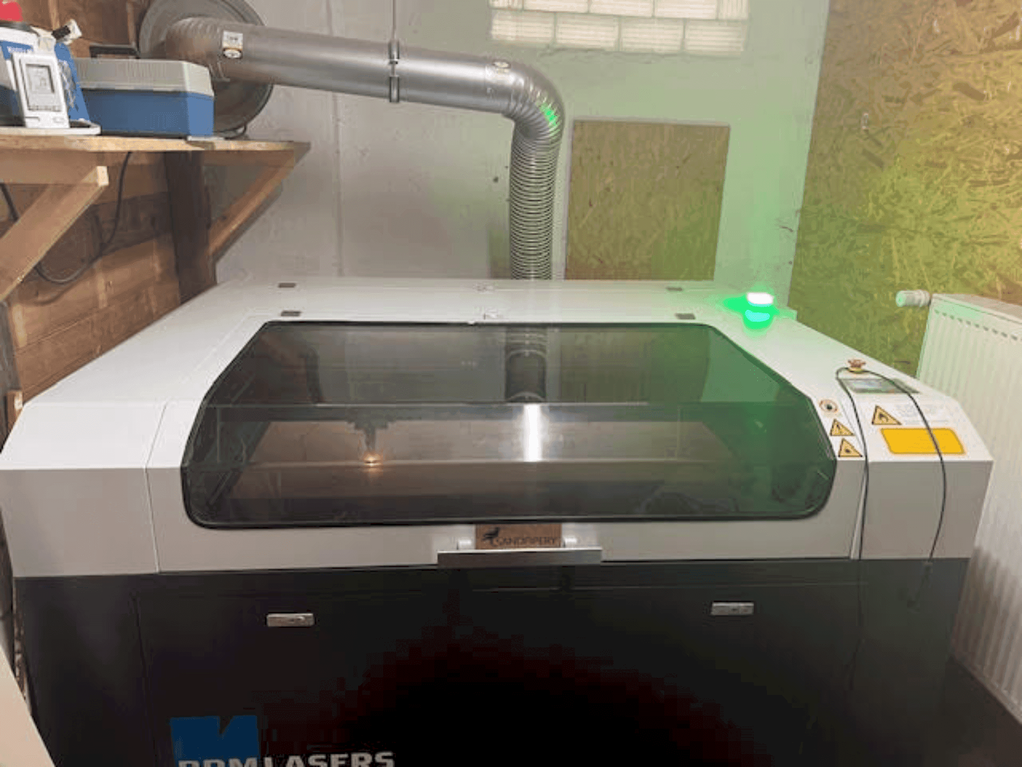 Front view of BRM Lasers 90130 - 100 Watt CO2  machine