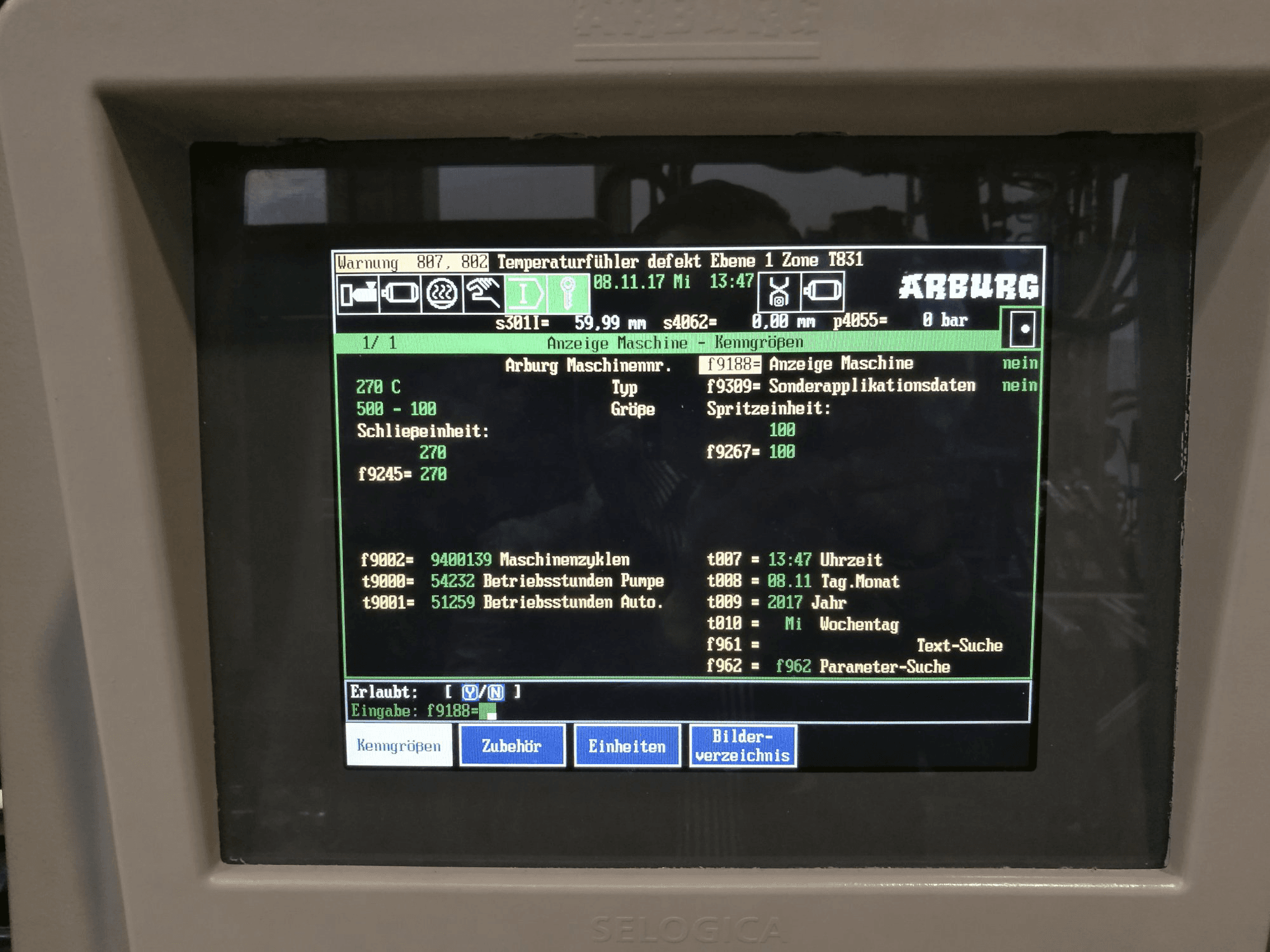 Control unit 2 of Arburg 270C 500-100 machine